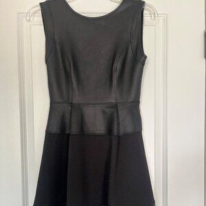 Altar'd State Black Faux Leather Fit & Flare Lined Mini Dress